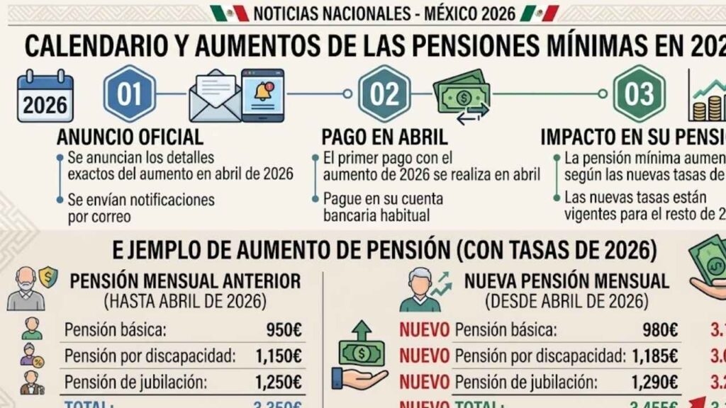 Calendario y aumentos pensiones mínimas 2026