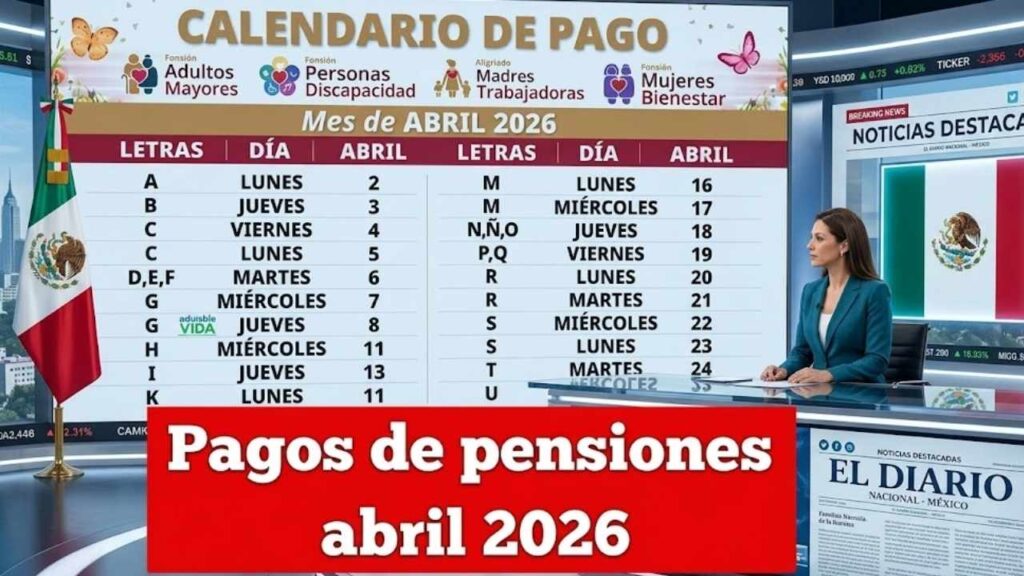 Pagos de pensiones abril 2026: calendario oficial y bancos confirman fechas de cobro